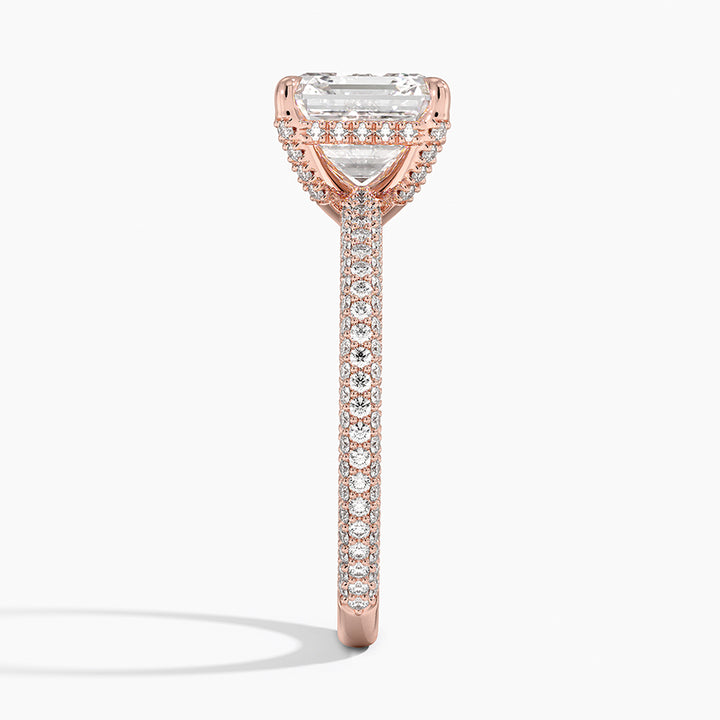 Asscher 3-row pave setting