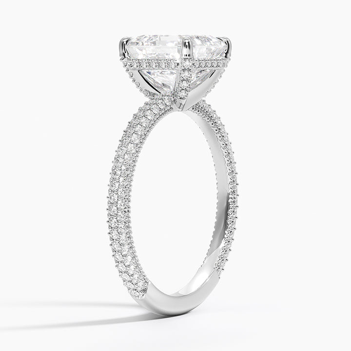 Asscher 3-row pave setting