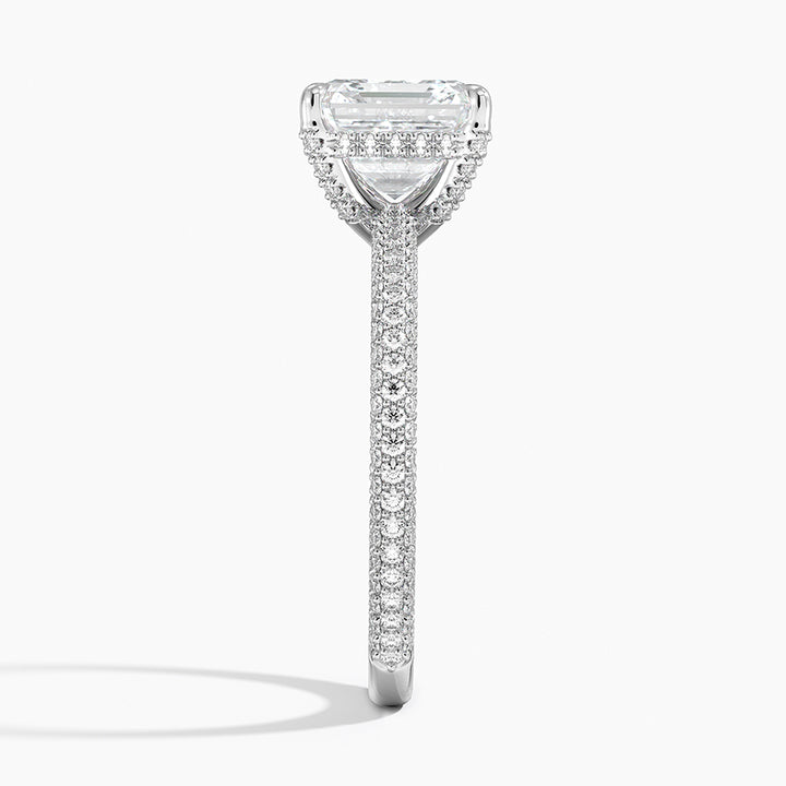 Asscher 3-row pave setting