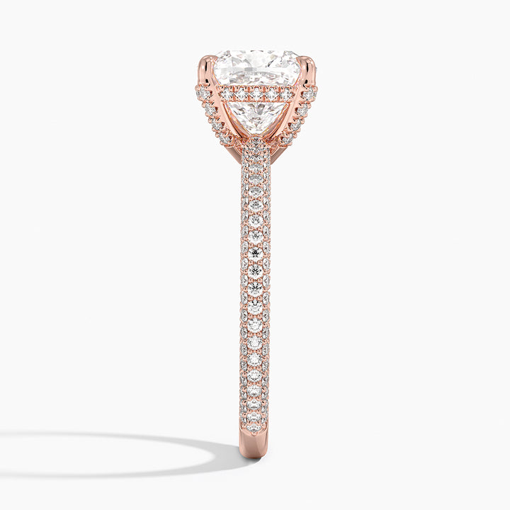 Cushion 3-row pave setting