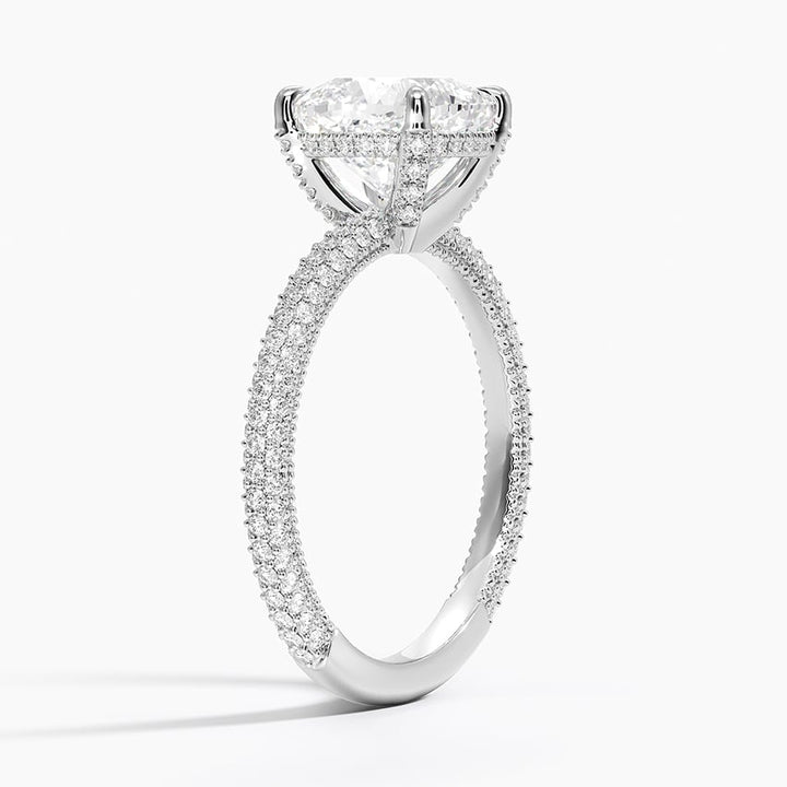 Cushion 3-row pave setting