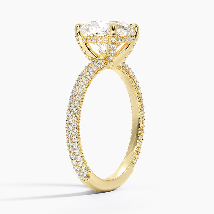 Cushion 3-row pave setting