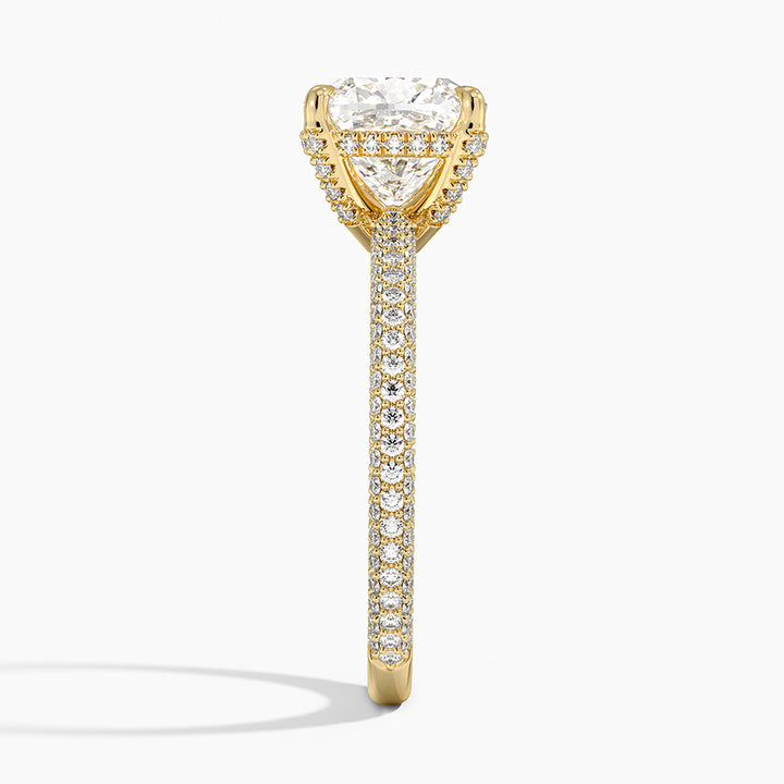 Cushion 3-row pave setting