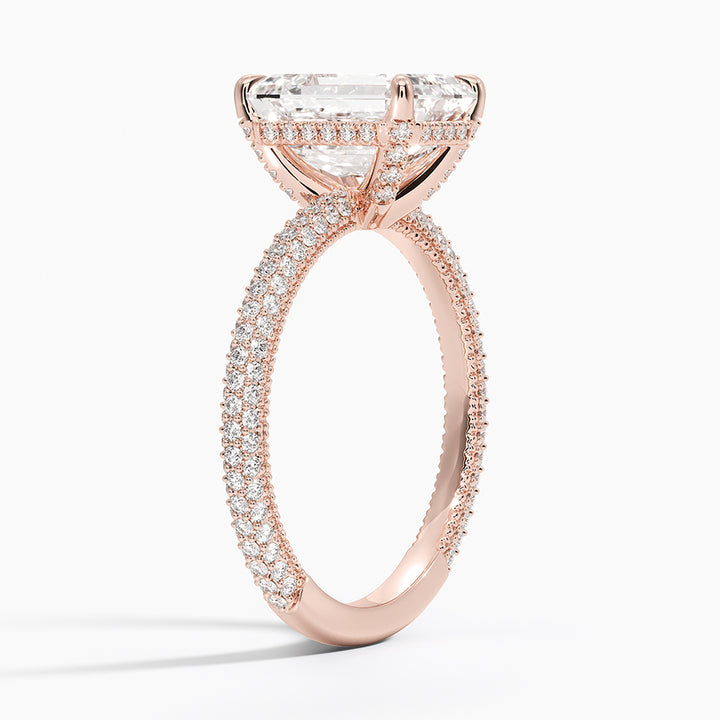 Emerald 3-row pave setting