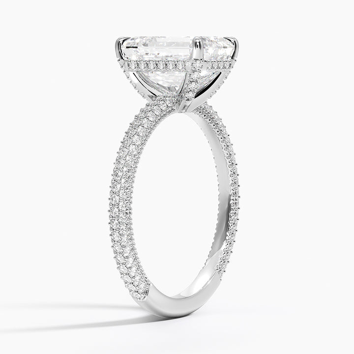 Emerald 3-row pave setting