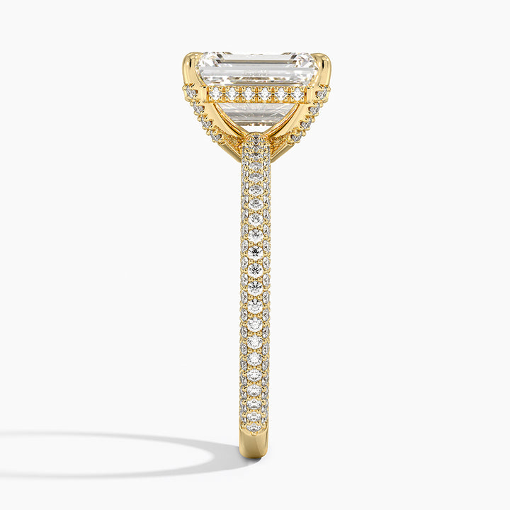 Emerald 3-row pave setting