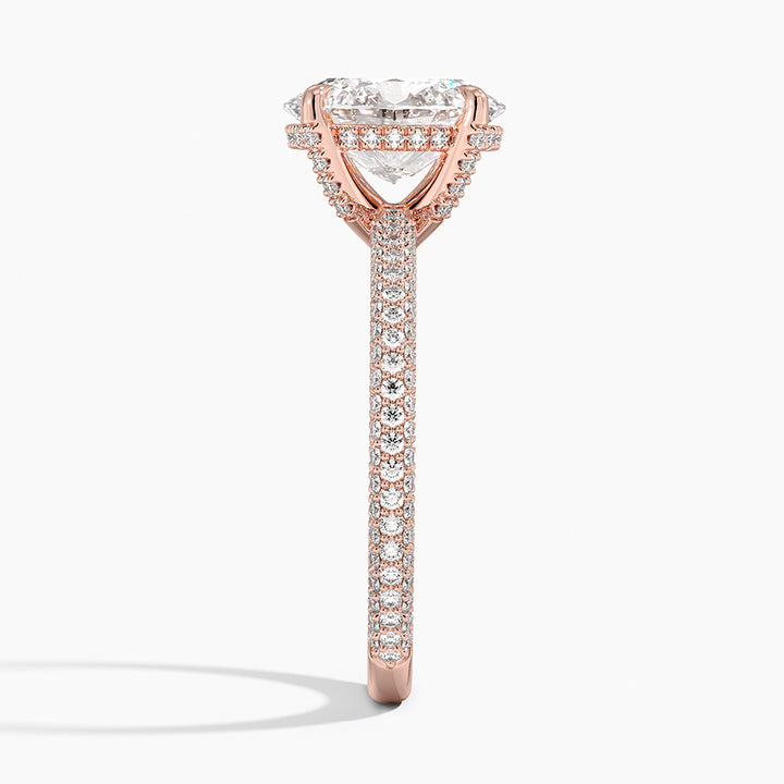 Oval 3-row pave setting