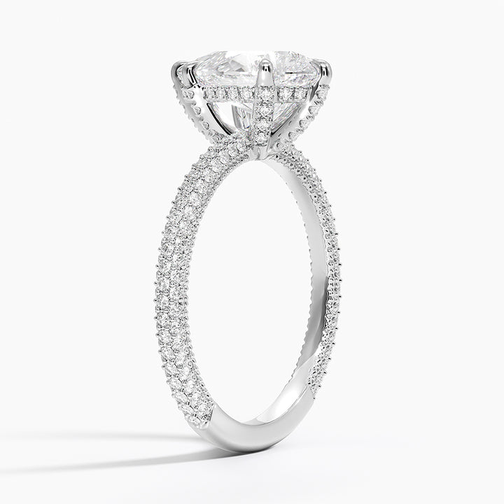 Pear 3-row pave setting