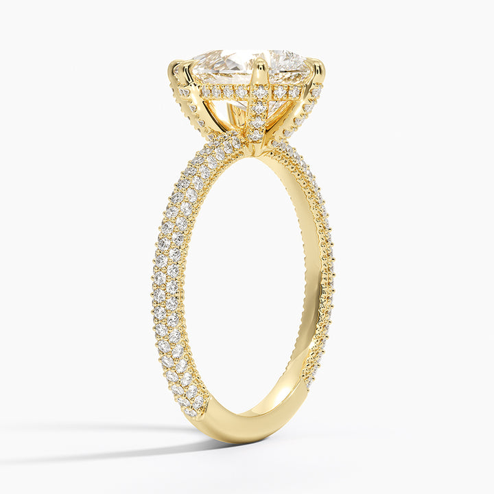 Pear 3-row pave setting