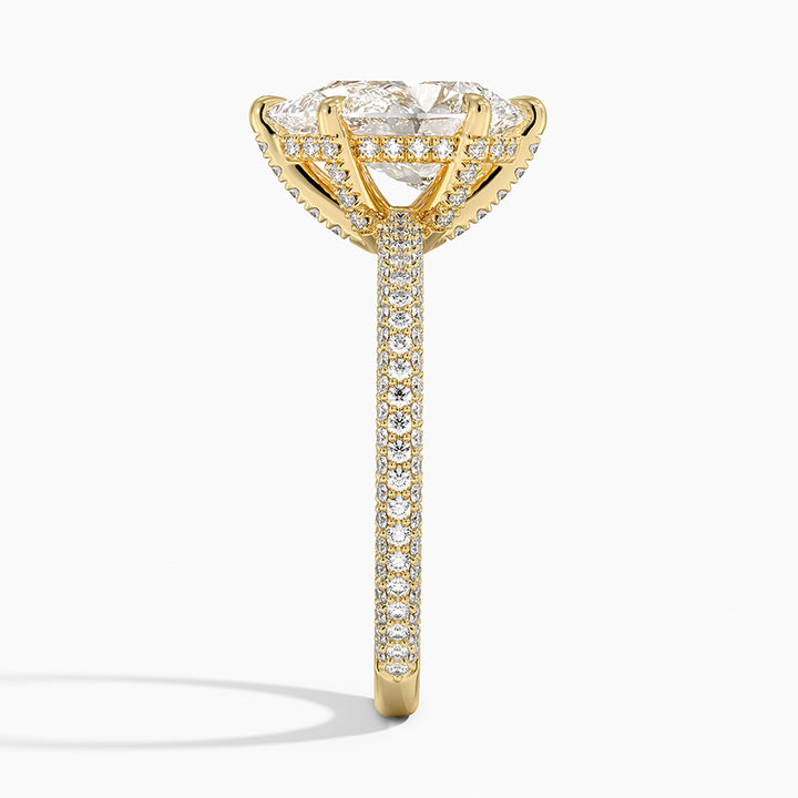 Pear 3-row pave setting