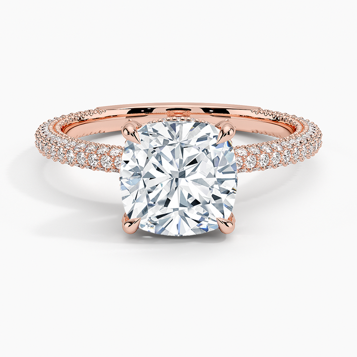 Cushion 3-row pave setting