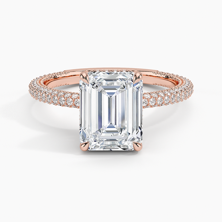 Emerald 3-row pave setting