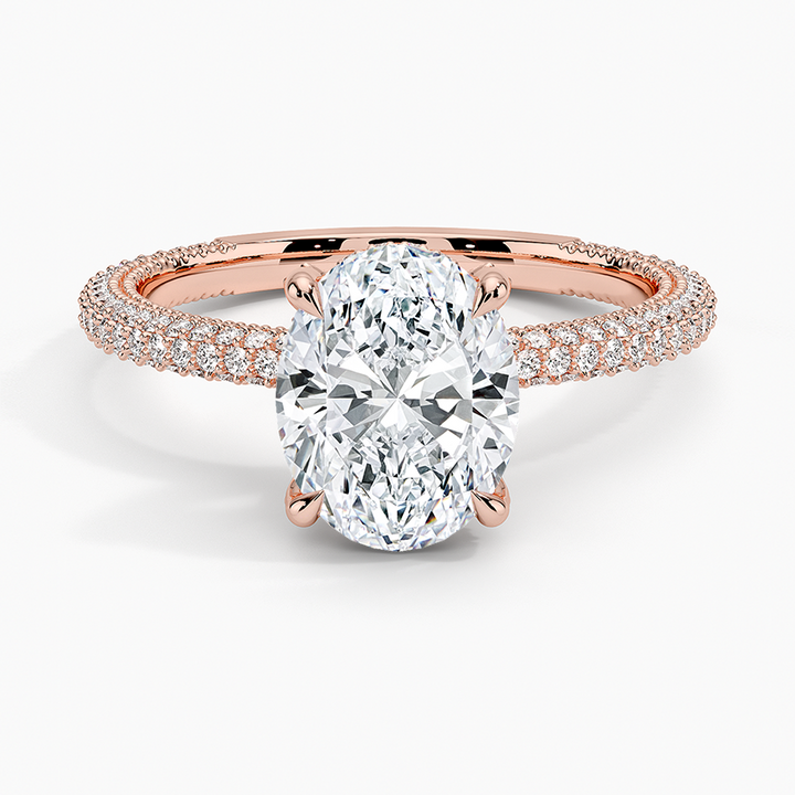 Oval 3-row pave setting