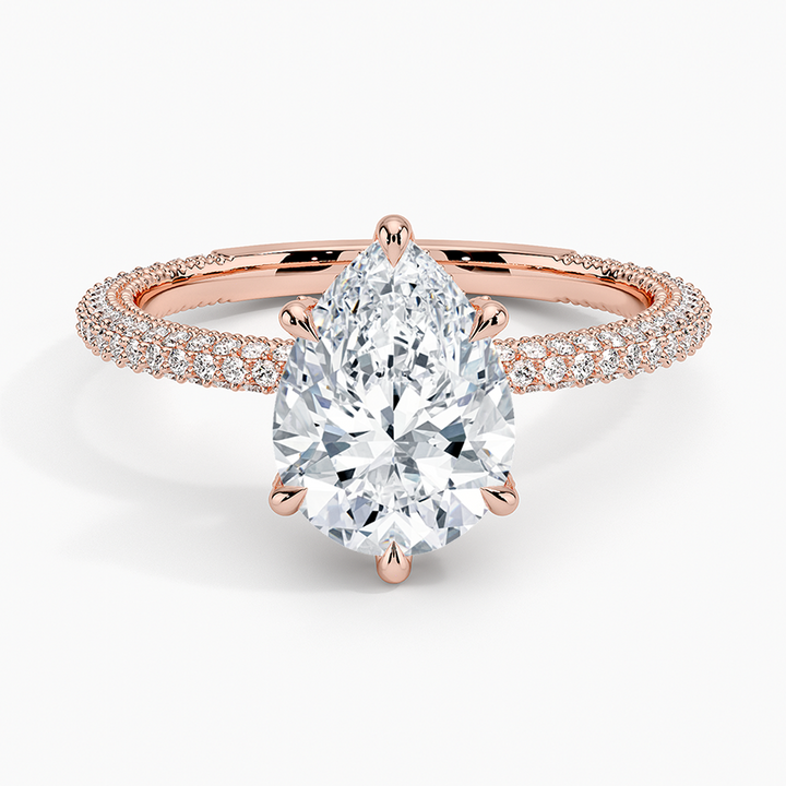 Pear 3-row pave setting