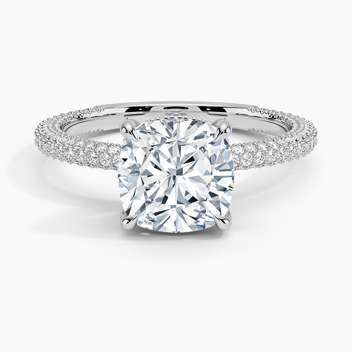 Cushion 3-row pave setting