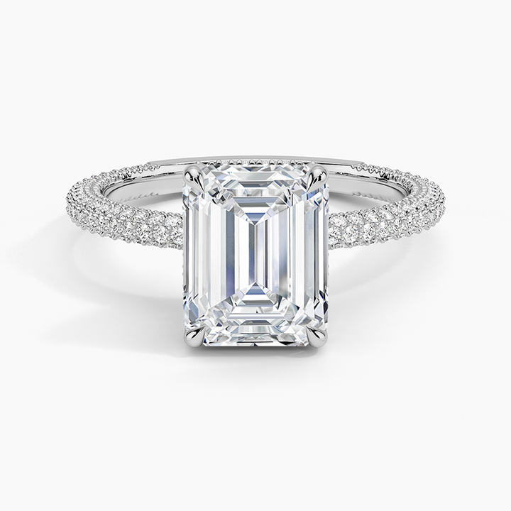 Emerald 3-row pave setting