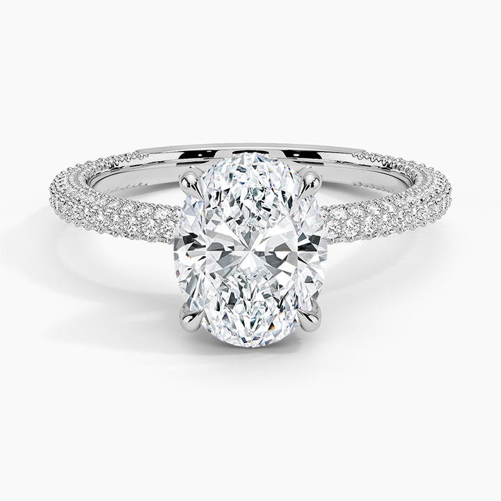 Oval 3-row pave setting
