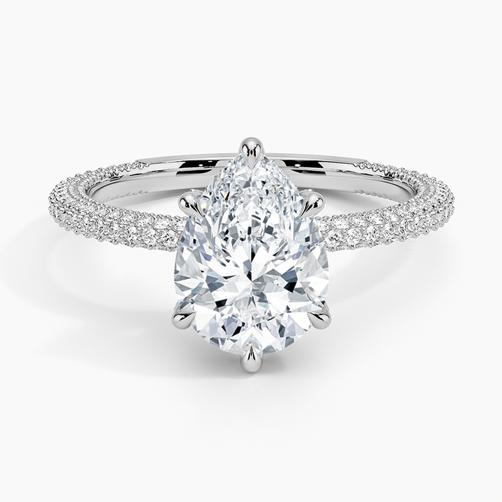 Pear 3-row pave setting