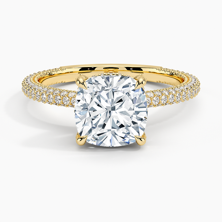Cushion 3-row pave setting