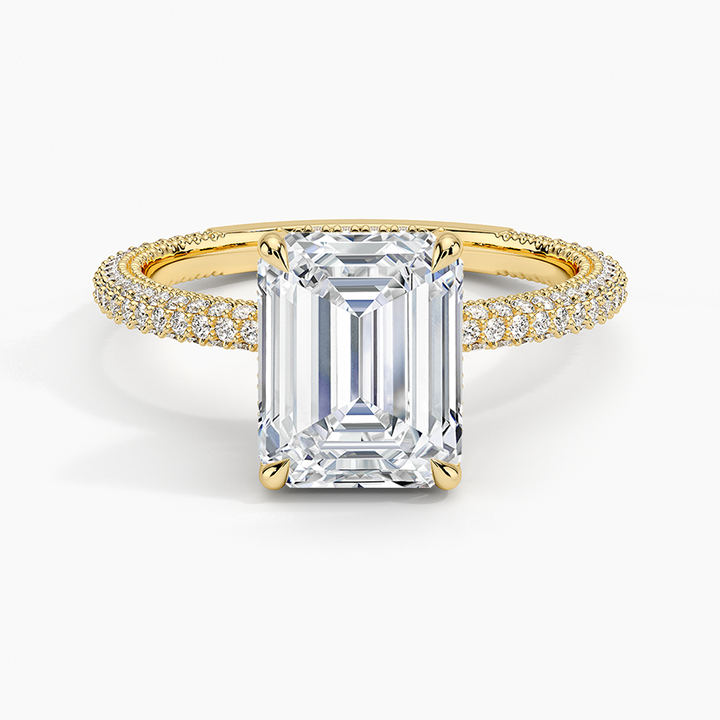 Emerald 3-row pave setting