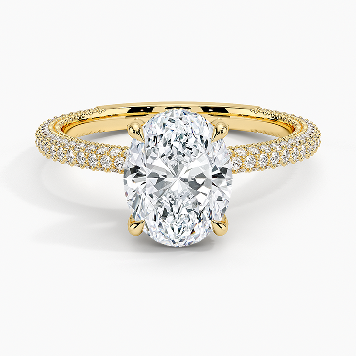 Oval 3-row pave setting