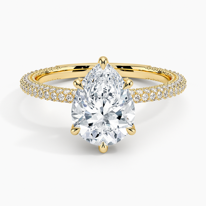 Pear 3-row pave setting
