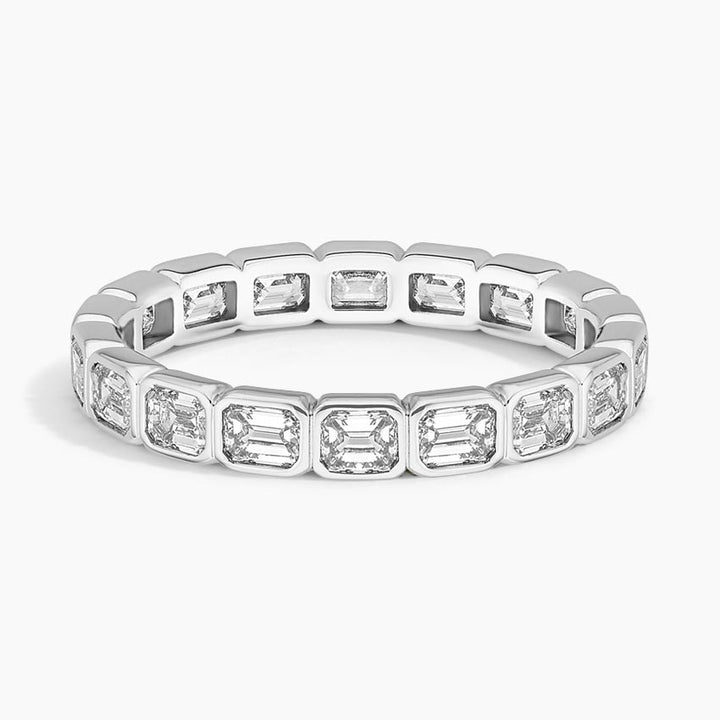 East-West Bezel Emerald Cut Eternity Lab Diamond Ring