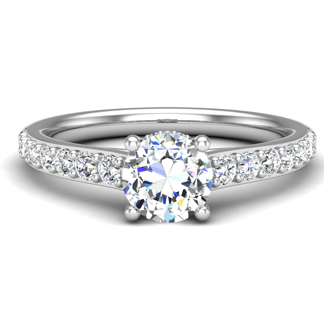 Lavender Pave Engagement Ring with hidden halo
