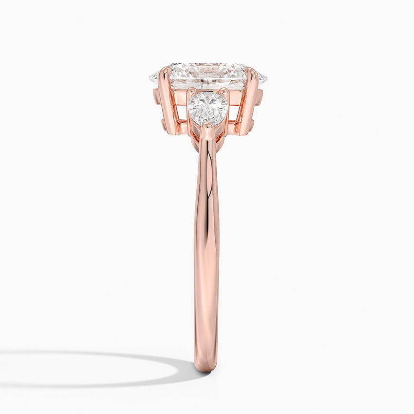 Oval Trilogy Lab Grown Engagement Ring With Pear side stones
