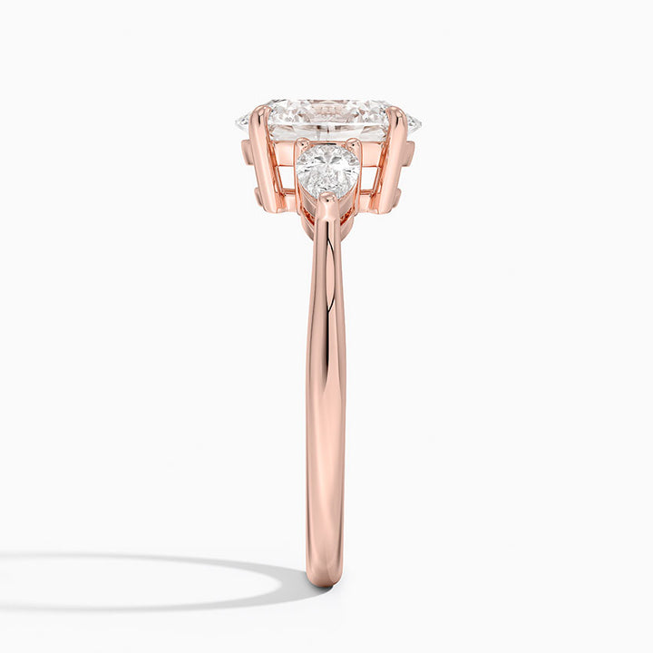 Oval Trilogy Lab Grown Engagement Ring With Pear side stones