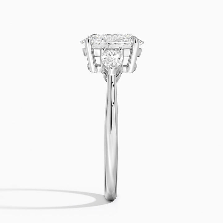 Oval Trilogy Lab Grown Engagement Ring With Pear side stones