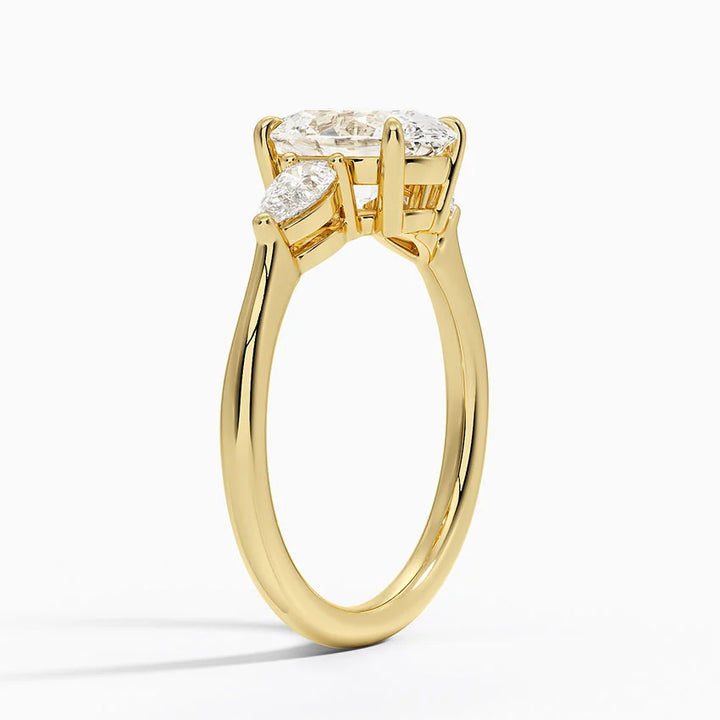 Oval Trilogy Lab Grown Engagement Ring With Pear side stones