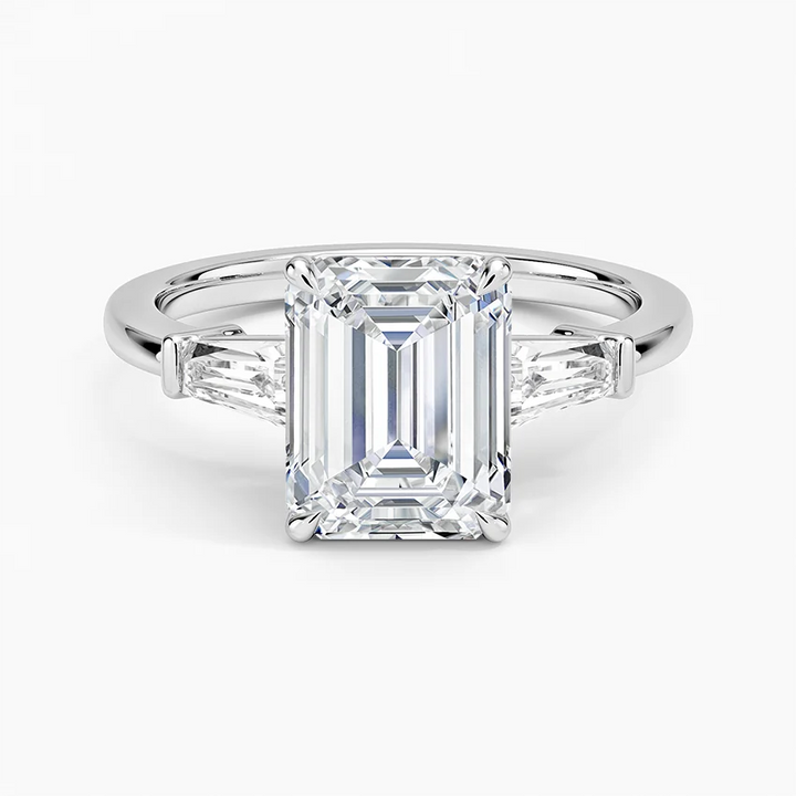 Aiden – Emerald Cut Trilogy Engagement Ring with Tapered Baguettes