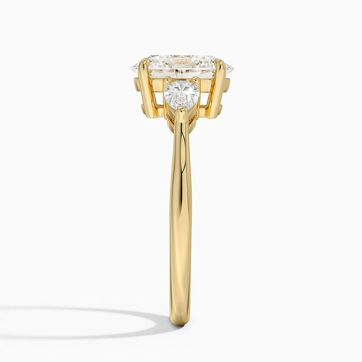 Oval Trilogy Lab Grown Engagement Ring With Pear side stones