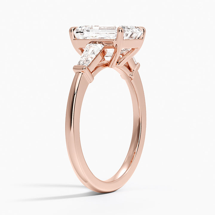 Aiden – Emerald Cut Trilogy Engagement Ring with Tapered Baguettes