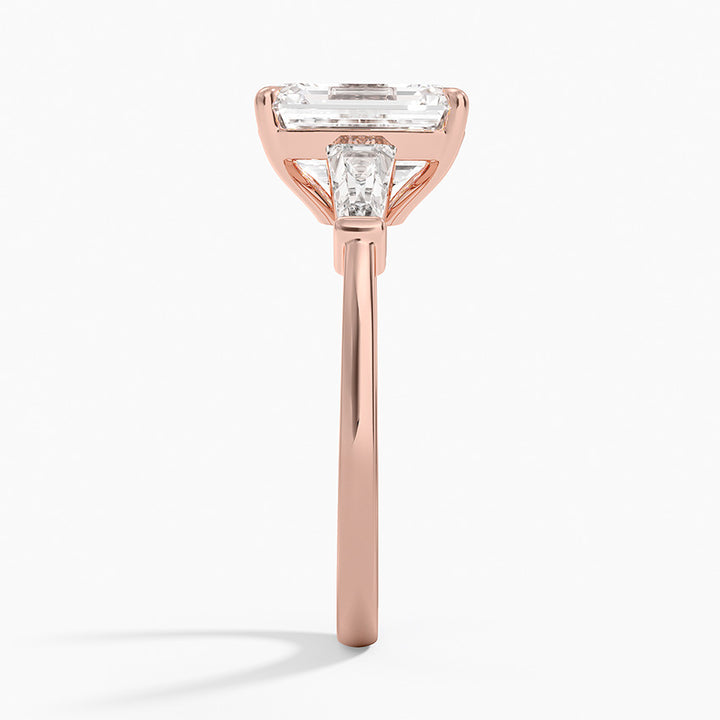 Aiden – Emerald Cut Trilogy Engagement Ring with Tapered Baguettes