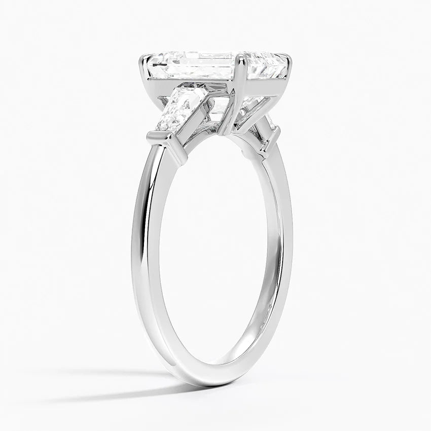 Aiden – Emerald Cut Trilogy Engagement Ring with Tapered Baguettes