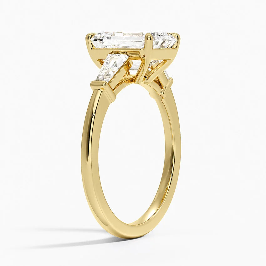 Aiden – Emerald Cut Trilogy Engagement Ring with Tapered Baguettes