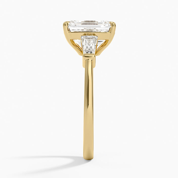 Aiden – Emerald Cut Trilogy Engagement Ring with Tapered Baguettes