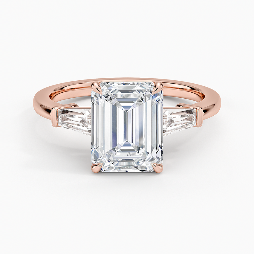 Aiden – Emerald Cut Trilogy Engagement Ring with Tapered Baguettes