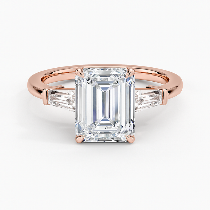 Aiden – Emerald Cut Trilogy Engagement Ring with Tapered Baguettes