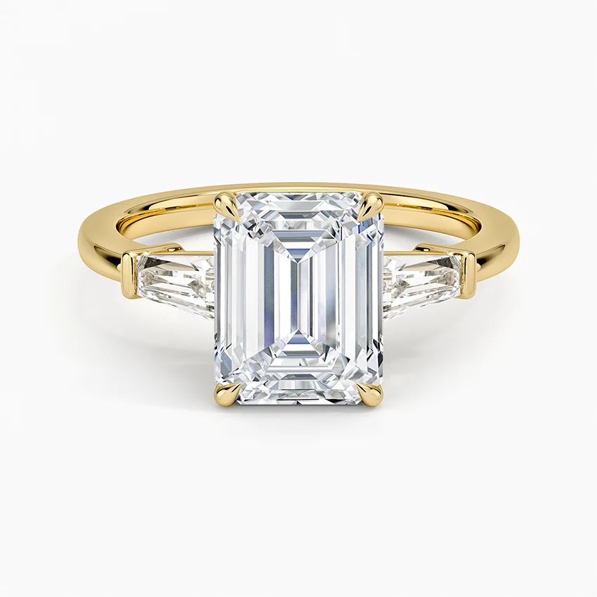 Aiden – Emerald Cut Trilogy Engagement Ring with Tapered Baguettes