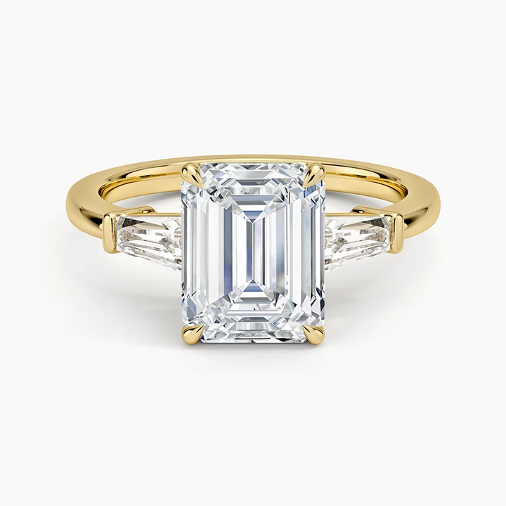 Aiden – Emerald Cut Trilogy Engagement Ring with Tapered Baguettes