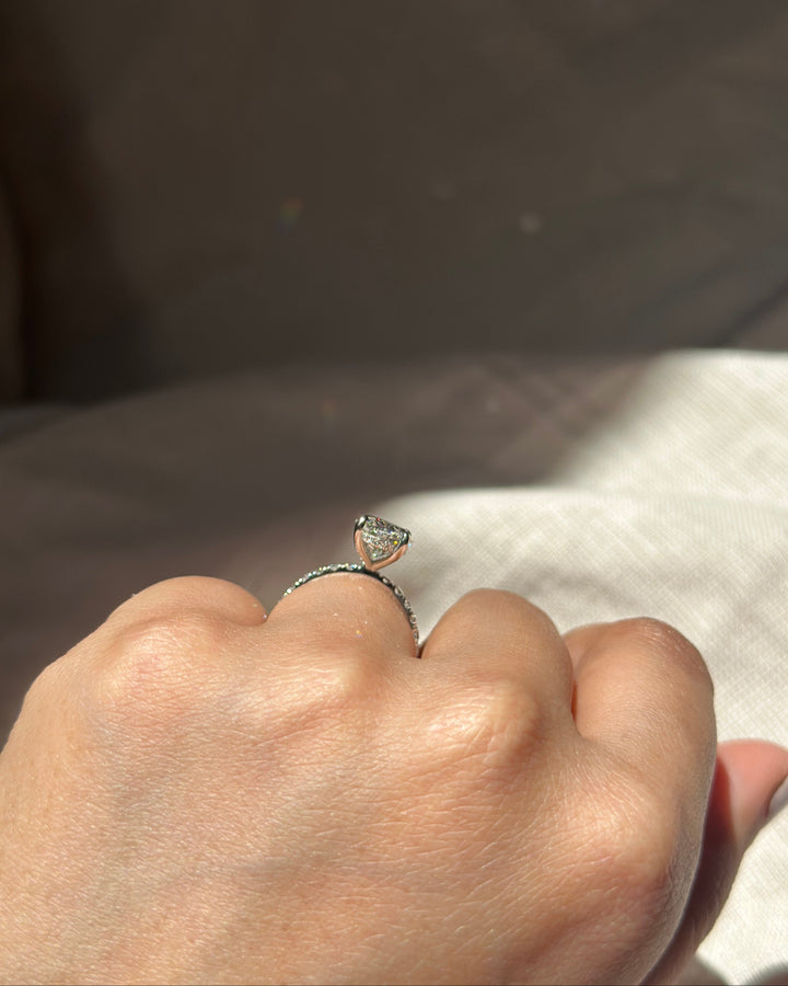Josie – Oval Solitaire with Hidden Halo and Pavé