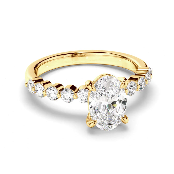 Luna – Oval Engagement Ring with Diamond Accent Band