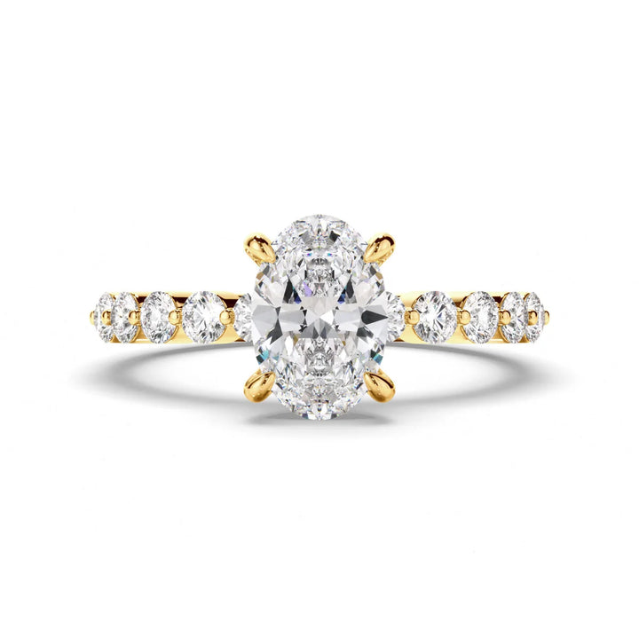 Luna – Oval Engagement Ring with Diamond Accent Band