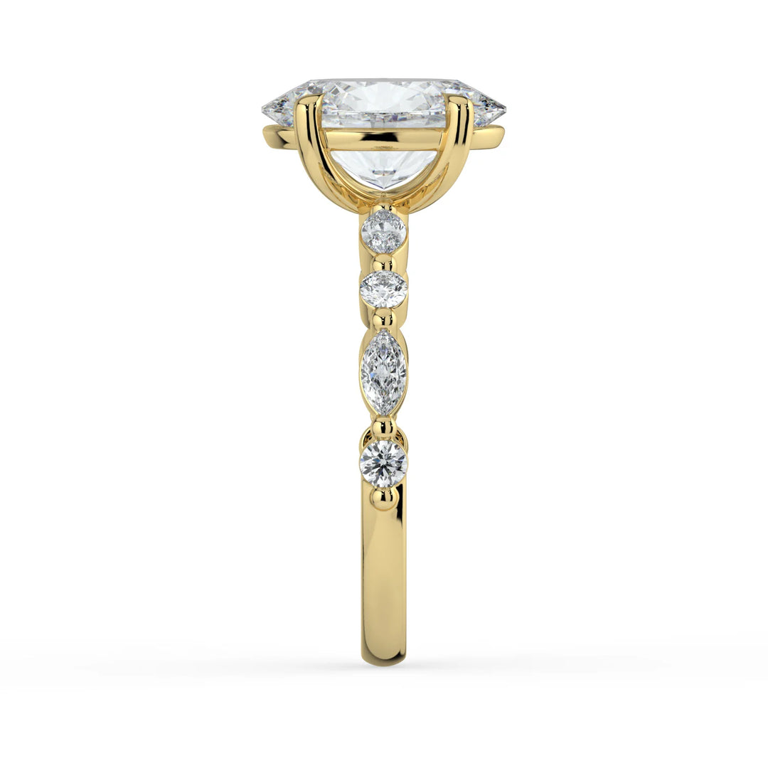 Lara oval engagement ring diamond band detail