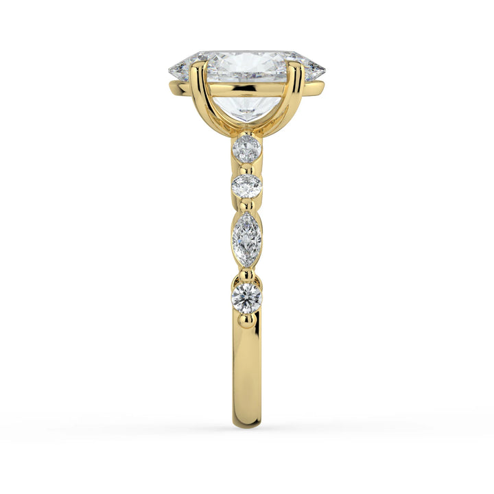 Lara oval engagement ring diamond band detail