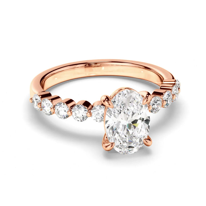 Luna – Oval Engagement Ring with Diamond Accent Band
