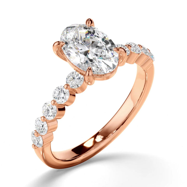 Luna – Oval Engagement Ring with Diamond Accent Band